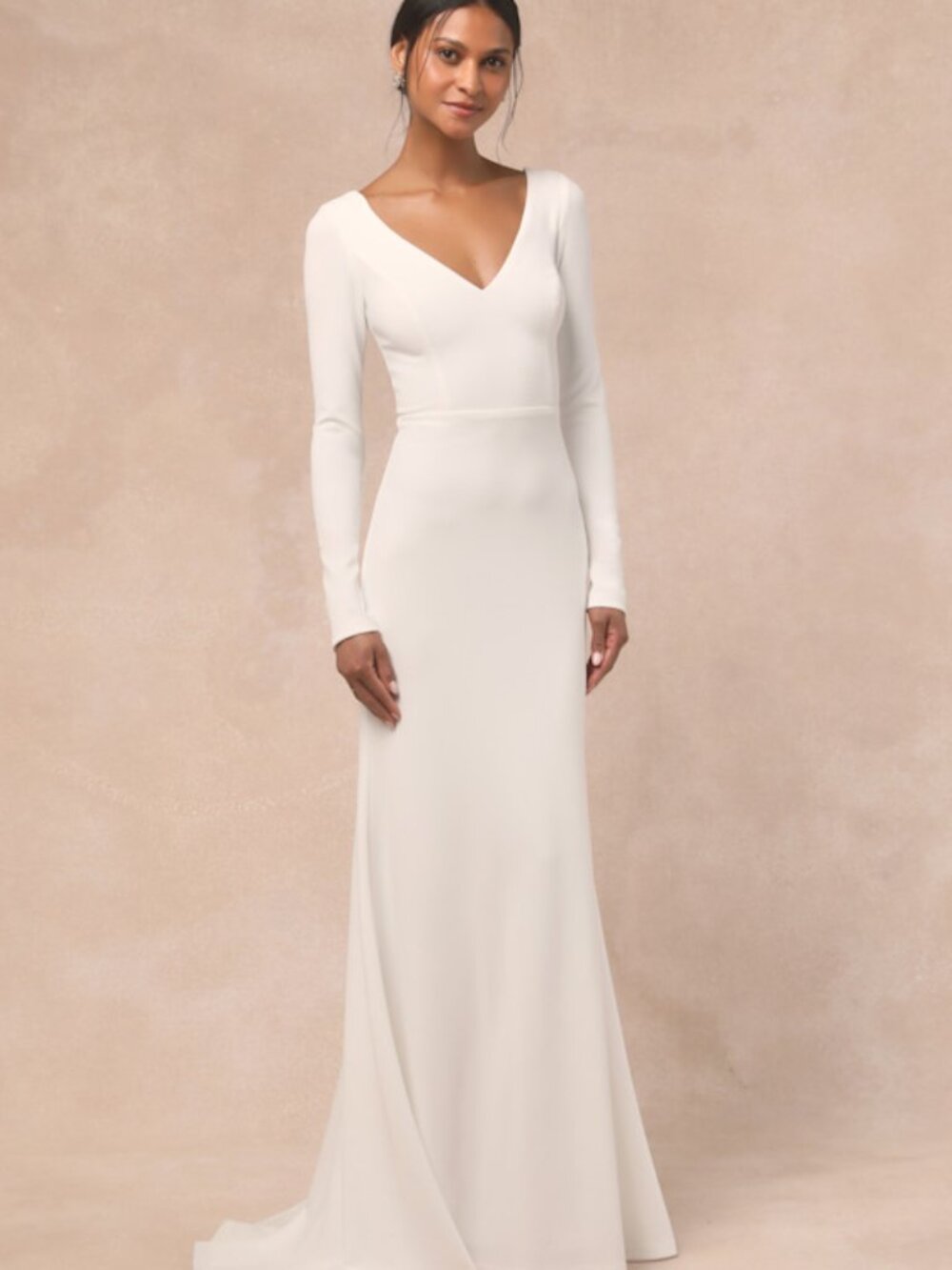 Lulus Feeling Of Forever White Long Sleeve Mermaid Maxi Dress - Size L